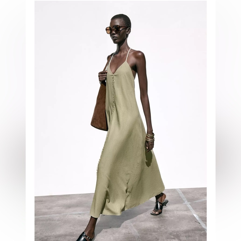 Zara Voluminous Linen Midi Dress